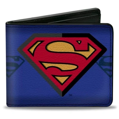 Image of Buckle Down Men&#039;s Bifold Wallet Superman Bi Fold, Multicolor, 4.0&quot; x 3.5&quot;