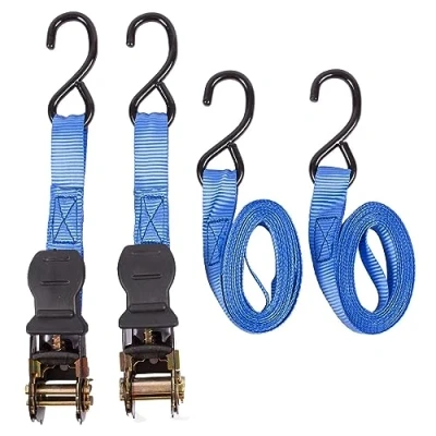 Image of 2x Black 4m Ratchet Tie Down Straps By Pro User