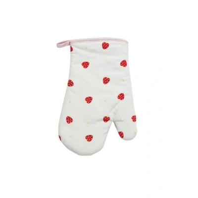 Image of Premier Housewares Strawberry Fields 100% Cotton Single Oven Glove, Red