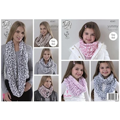 Image of King Cole 4541 Knitting Pattern Ladies &amp; Girls Snoods to knit in Yummy