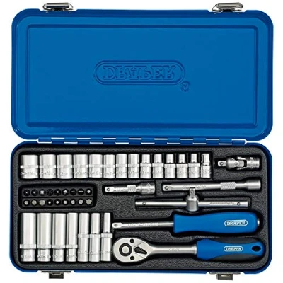 Image of Draper Metric Socket Set in Metal Case, 1/4&quot; Sq. Dr. (45 Piece)