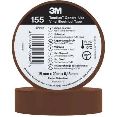 Image of 3M TemFlex 155 19MM X 20M Vinylelectrical Tape Brown EU