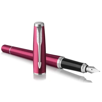Image of Parker Urban Premium Fountain Pen Vibrant Magenta with Chrome Trim Medium Nib Black Ink Gift Boxed
