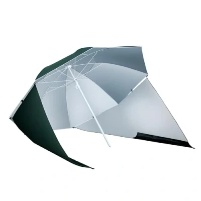 Image of Outsunny 2m UV Protection Fishing Beach Umbrella Brolly Shelter w/Side Panel Tent Green