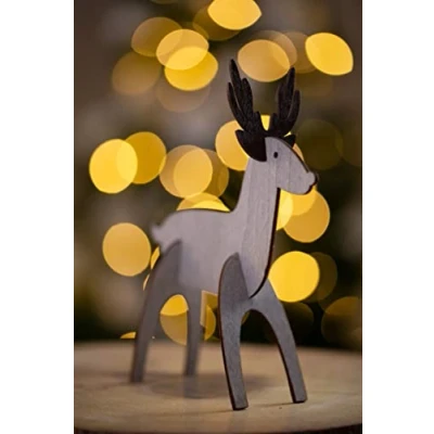 Image of Marco Paul Christmas Decorations Unique Handmade Wooden Reindeer Ornaments Rustic Home Decor for Festive Winter Holiday Arts and Crafts Family Fun