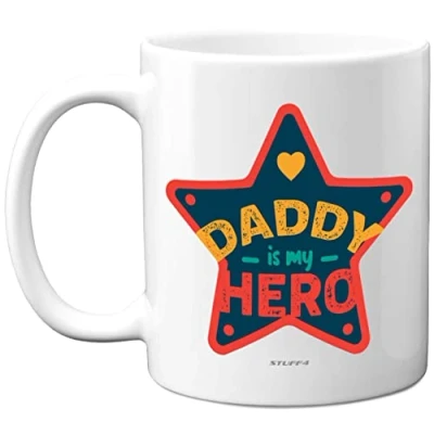 Image of Fathers Day Mug Gifts Daddy Hero Dad Birthday Present from Son Daughter, Christmas Mug, Secret Santa Gift, 11oz Ceramic Dishwasher Safe Coffee Mugs Cup