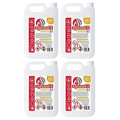 Image of Clearell 4L Pack of 4 16 Litres Premium Quality Kerosene Paraffin Heater Heating Oil Fuel Compliant to BS2869C2