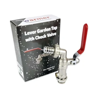 Image of Wärmer System Outside Wall Mounted Garden Tap with Check Valve, 1/2 inch Tap, Double Outlet (Lever Handle 1/2&#039;&#039;)