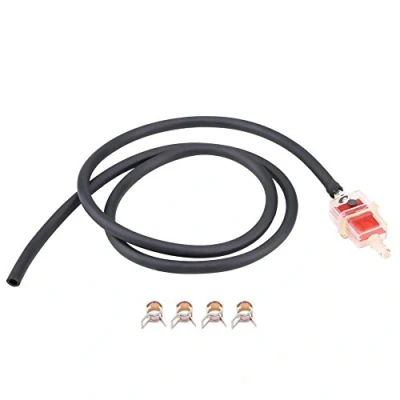 Image of Motorcycle Fuel Filter Hose Kit, Keenso 6mm 1/4 inch Scooter Square + Line Clamp Set for Motorcycles Scooters (Red) Auto and Parts