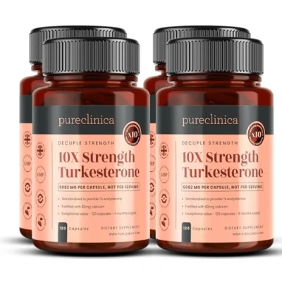 Image of Pureclinica 10X Strength Turkesterone 5082mg x 480 Capsules (4 Bottles of 120) 16 Months Supply