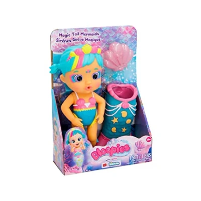 Image of BLOOPIES Magic tail Mermaids Lovely Mermaid doll with removable and her sea friend; they squirt Water blow bubbles Bath toy games for kids + 18 Months