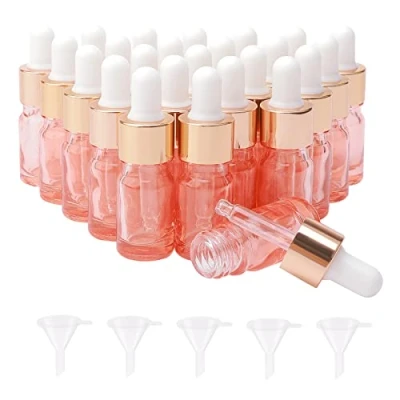 Image of Rowiz 25PCS 5ml Glass Dropper Bottles Rose Gold Perfume Aromatherapy Cosmetic Container Essential Oils Sample Mini Empty with Metal Cap