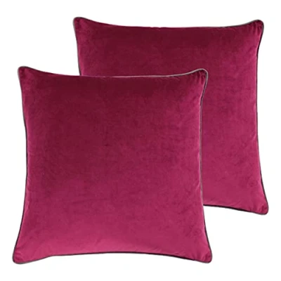 Image of Paoletti Meridian Twin Pack Polyester Filled Cushions, Cranberry/Mocha, 55 x 55cm