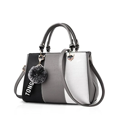 Image of NICOLE &amp; DORIS Fashion Women Handbags Tote Bag for Ladies Shoulder Crossbody Messenger PU Leather Classic Design Grey 4