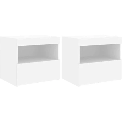 Image of vidaXL Bedside Cabinets with LED Lights 2 pcs White 50x40x45 cm