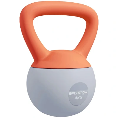 Image of SPORTNOW Soft Kettlebell, 4kg Kettle Bell with Non Slip Handle for Home Gym Weight Lifting and Strength Training, Orange Grey