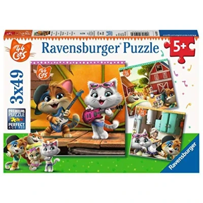 Image of Ravensburger 44 Cats 3 x 49 piece Jigsaw Puzzles for Kids age 5 years and up