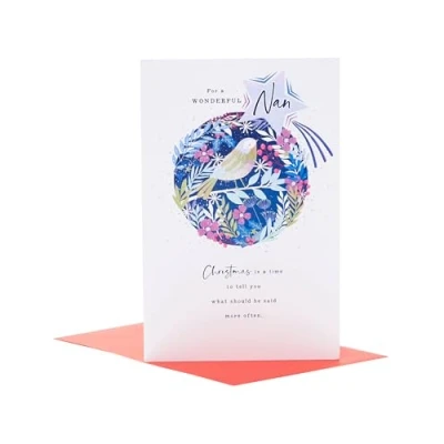 Image of UK Greetings Christmas Card for Nan Heartfelt Robin Design