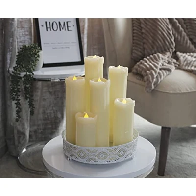 Image of Marco Paul Set of 12 Flame Effect Candle Flickering Warm White LED Wax Battery Operated Home Décor Dripping Ivory Candles Party Wedding Christmas