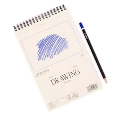 Image of Hartem Pack of 60 Glued Sheets + Graphite Pencil 2B Weight 90 g/m2 Size A5 (14.8 x 21 cm)