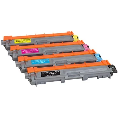Image of Set of 4 Compatible TN241 TN245 Laser Toner Cartridges for Brother HL 3140CW 3150CDW 3170CDW DCP 9020CDW MFC 9140CDN 9330CDW 9340CDW Print Yield: 2,500 Pages (Black) &amp; 2,200 (Colours)