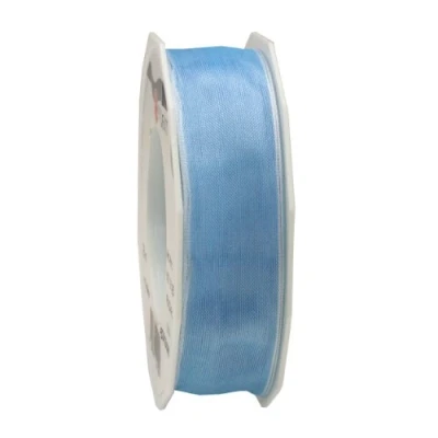 Image of C.E. Pattberg Präsent 25 mm m Wired Organza Ribbon 4 Seasons, Light Blue