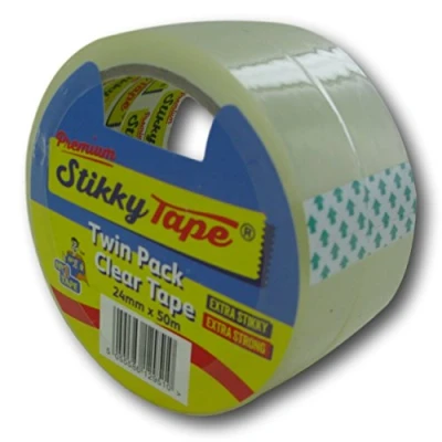 Image of EPOSGEAR Stikky 24mm x 50m Premium Low Noise Packing Sticky Tape Clear (Pack of 2)