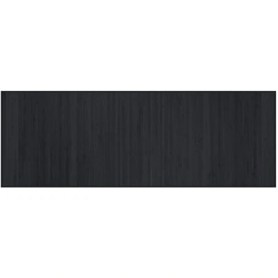 Image of vidaXL Black Bamboo Rug Floor Mat 70x200 cm Modern/Contemporary Rectangular Runner for Hallway/Living Room/Office with Anti Slip Backing