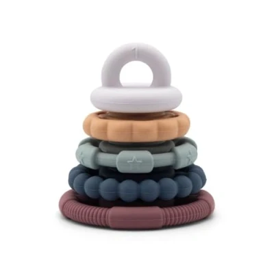 Image of Jellystone Designs Rainbow Stacker &amp; Teether Earth. Baby Teething Toy. Suitable for Boys Girls from Birth