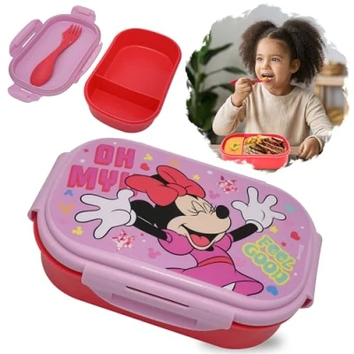 Image of Fairy Princess Sandwich Lunch Box for Toddlers Plastic Food Container Sporks &amp; Cutlery (3 in 1 Spoon, Fork, Knife) Non Toxic BPA Free Lunchbox School Nursery Travel 20cm