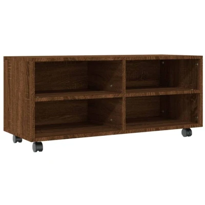 Image of vidaXL TV Cabinet with Castors Brown Oak 90x35x35 cm Engineered Wood