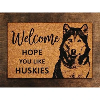 Image of Ensound Husky Door Mat,Hope You Like Huskies Mats,Funny Outdoor Doormat,Welcome The Mats 24x16 Inch