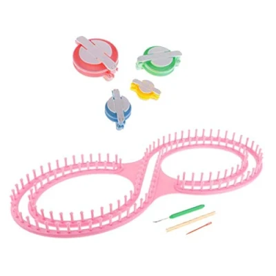 Image of Tubayia Knitting Hoop Loom Set of 4 Pom Maker for Hats Scarves Clothing Knitted Hat Craft