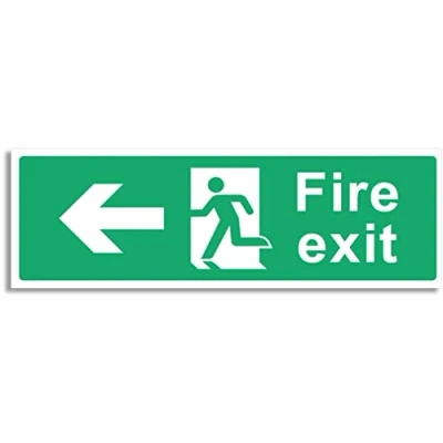 Image of RubiGo 1/2/4/6 Pack of Fire Exit Sign (LEFT ARROW) Signs Self Adhesive 30 X 10cm Escape Sticker Emergency Signage (1)