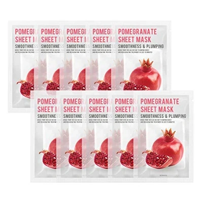 Image of [PACK OF 10] EUNYUL Purity Pomegranate Sheet Mask Pack 22ml x 10pcs Korean Skincare Clarifying &amp; Natural Ingredients for All Skin Types