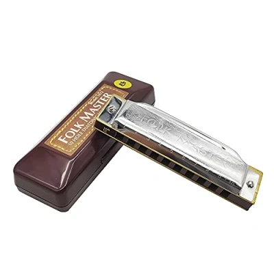 Image of Diatonic Blues Harmonica, Harmonica Harp Mouth Organ 10 Hole 20 Tone 1072 Eb, Standard Instrument for Children, Students, Professional Players, Bands, Beginners and Adults