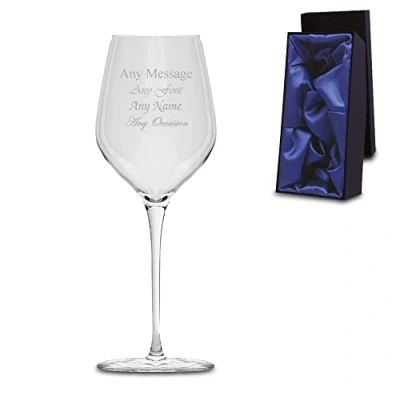 Image of Personalised Engraved Wine Glass with Premium Satin Lined Gift Box, Personalise Any Message