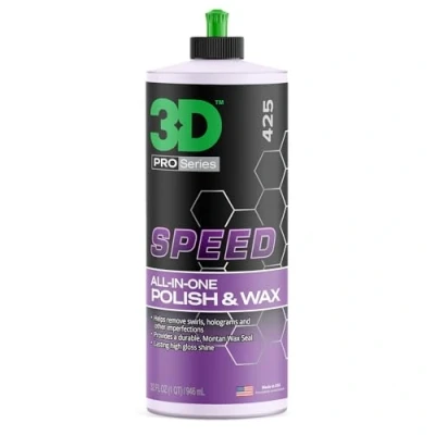 Image of 3D Speed All in One Polish/Wax (32oz.) Clear Coat Car Polish and Wax Paint Protection, Swirl Correction Perfect for Auto Detailing &amp; Restoration Gel Friendly