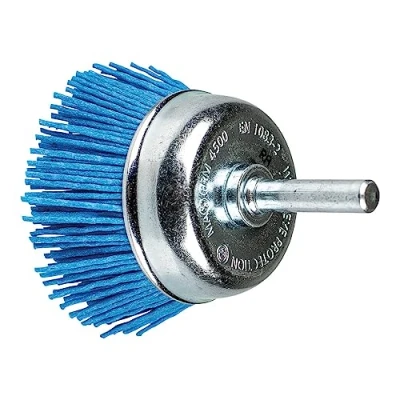 Image of Pferd Cup Brush Crimped TBU Diameter 50mm Shank 6mm Blue Filament 1.10mm Grit 180 Power Drills