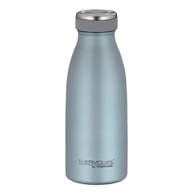 Image of THERMOcafé by THERMOS TC Bottle Ice Blue Mat 0.35 L, Stainless Steel Vacuum Flask, Carbonated Proof, 12 Hours Hot 24 Cold, Leak for School, On The Go and Office