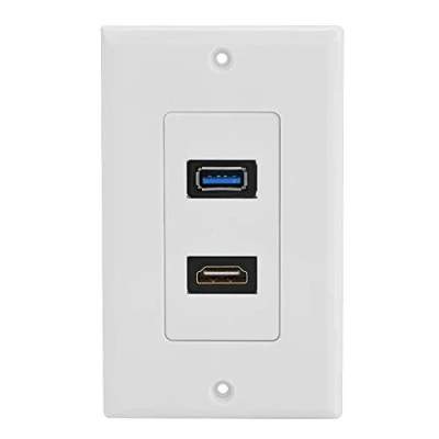 Image of Haofy HDMI USB 3.0 Wall Plate Socket 2 in 1 Audio Video Face Panel