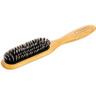 Image of REMOS Hairbrush made of beech wood 100% boar bristles &amp; styling pins narrow