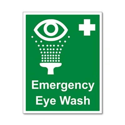 Image of Pack of Two EMERGENCY EYE WASH WARNING SELF ADHESIVE STICKERS SAFETY SIGNS BUSINESS