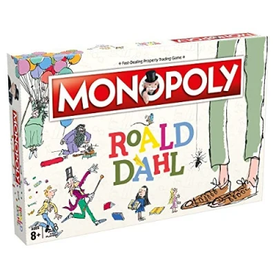 Image of Winning Moves Roald Dahl Monopoly Board Game, Choose your token from Matilda’s books, James’s Giant Peach and tour characters the for ages 8 plus