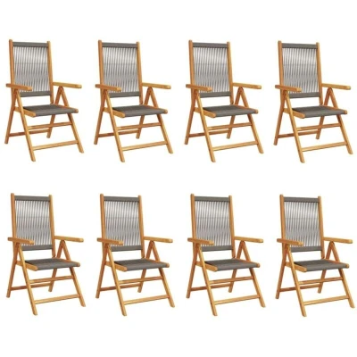 Image of vidaXL Reclining Garden Chairs 8 pcs Grey Solid Wood Acacia