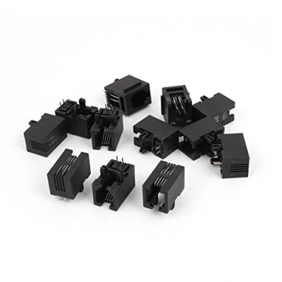 Image of 12pcs Black 4 Pin PCB RJ9 RJ10 RJ22 4P4C Modular Phone Socket