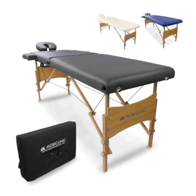 Image of Mobiclinic®, Massage Table, Beauty bed, 73,23 x 23,62 in, Lash European Brand, Headrest, Height Adjustable, Portable, Physiotherapy, Wood, up to 551lb, Black
