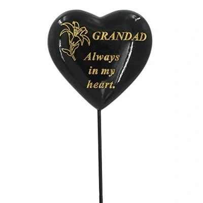 Image of Special Grandad Black &amp; Gold Lily Flower Memorial Tribute Stick Graveside Plaque