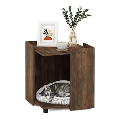 Image of Furinno Peli Cube Litter Box Enclosure, Columbia Walnut
