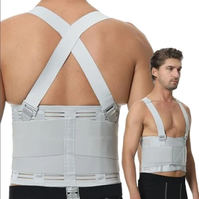 Image of Neotech Care Adjustable Back Support Belt with Removable Braces (Grey Colour, Size XL)